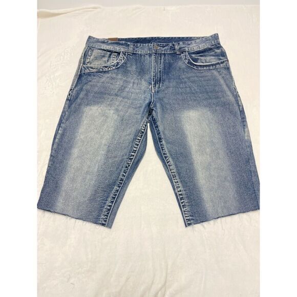Gs115 Brandon Men's Jeans Short 48 Blue Denim Slim Fit Mid Rise Cut Off Jean Sho - Picture 1 of 16